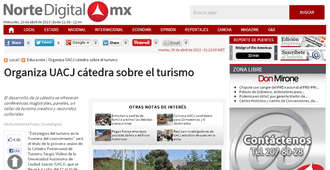 Organiza la UACJ cátedra sobre el Turismo - Norte Digital Organiza la UACJ cátedra sobre el Turismo - Norte Digital