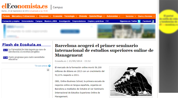 "Barcelona acogerá el primer seminario internacional de estudios superiores online de Management" "Barcelona acogerá el primer seminario internacional de estudios superiores online de Management"